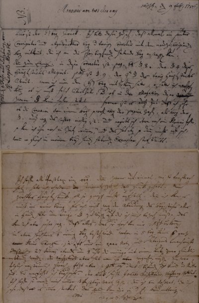 Carta de Leopold Mozart informando a J.J. Lotter del nacimiento de su hijo, Amadeus Mozart, 9 de febrero de 1756 de Leopold Mozart